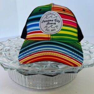 Florida Panama City Beach Colorful Striped‎ Trucker Hat Souvenir